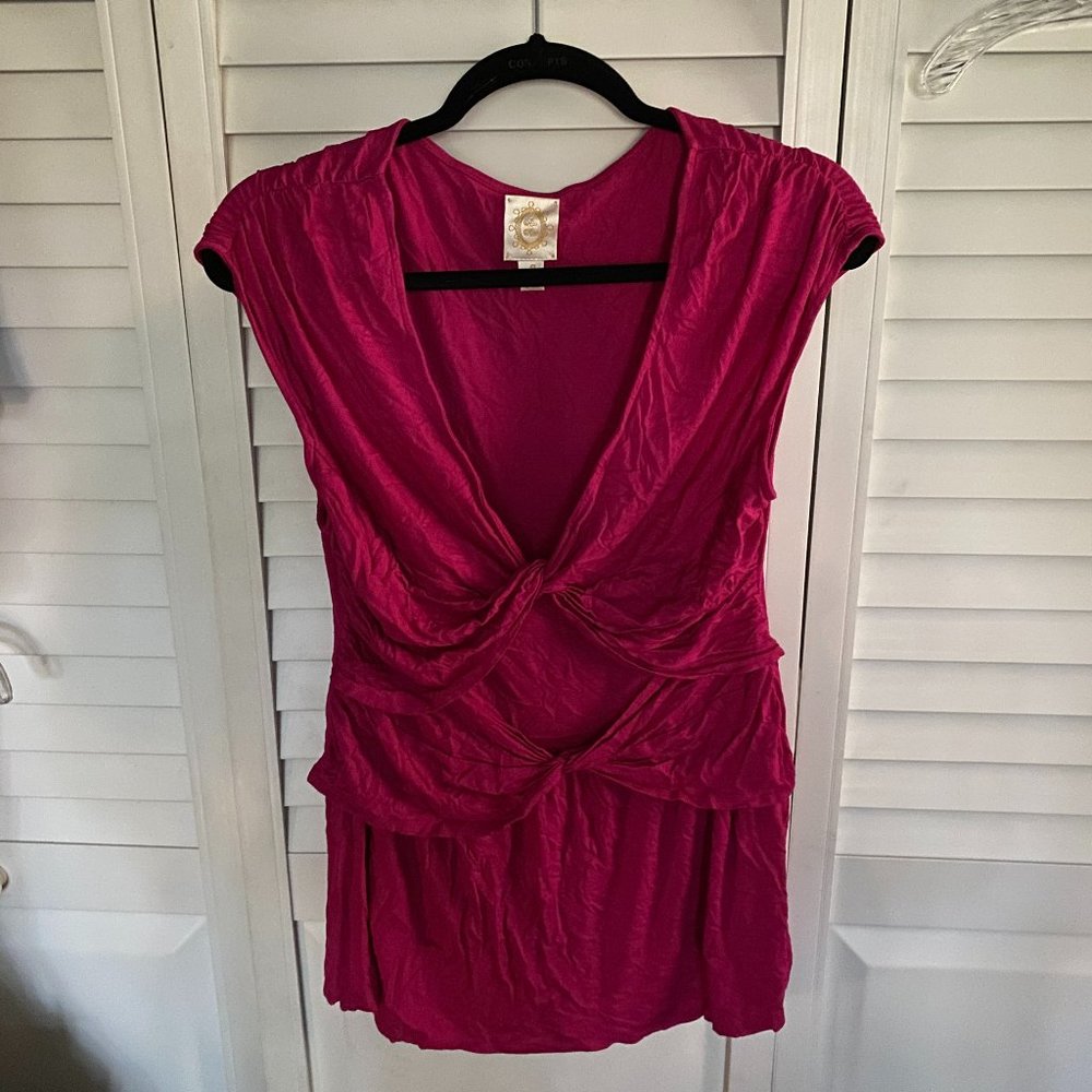 Pink drapey top by Rio, size L